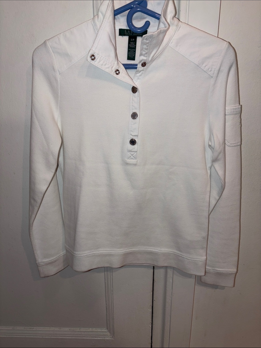 Ralph Lauren White Women’s Quarter-Button Sweater